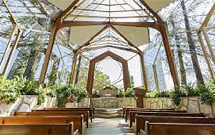 inside a church with huge windows