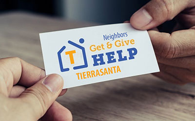 Give or get help postcard help by two hands