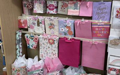 rows of greeting cards at Hallmark