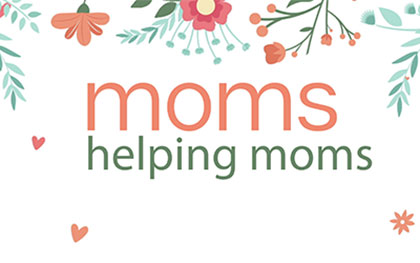 text showing moms helping moms with plant drawings as a border