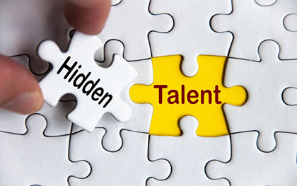 puzzle with pieces labled Hidden Talent
