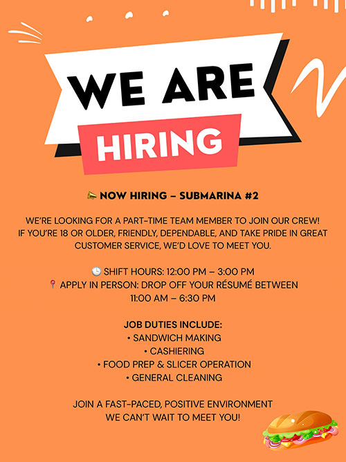 We're Hiring for Team Member