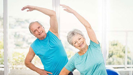 senior couple exercising