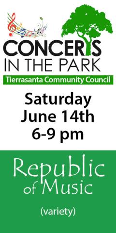 Concerts in the park info for 6-14-25