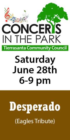 Concerts in the park info for 6-28-25