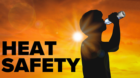 heat safety with person drinking water